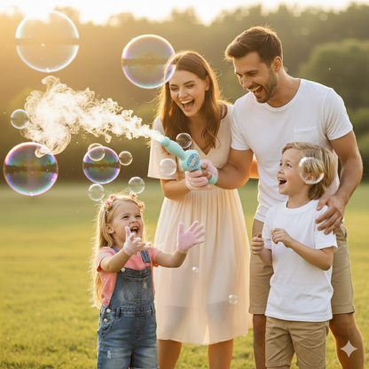 Pistola de Burbujas con Humo Mágica™ – ¡El Juguete que Hace Soñar a los Niños! 🌈